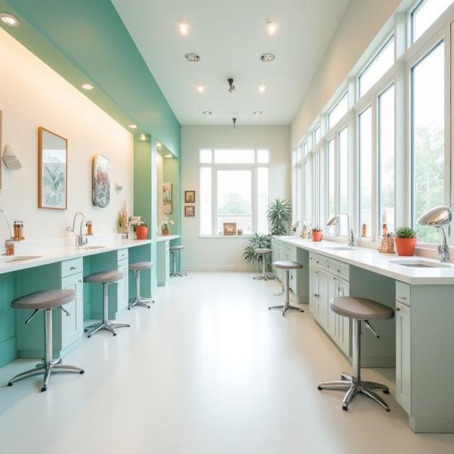 Interior view of Cog & Canine salon showing clean, modern grooming stations